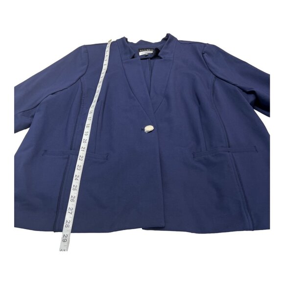 Eloquii Premier Blazer Womens 26‎ Navy Blue Jersey Knit One Gold Button Classic - Picture 5 of 9